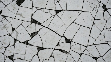 Cracked White Surface - A Study in Fragmentation and Texture.