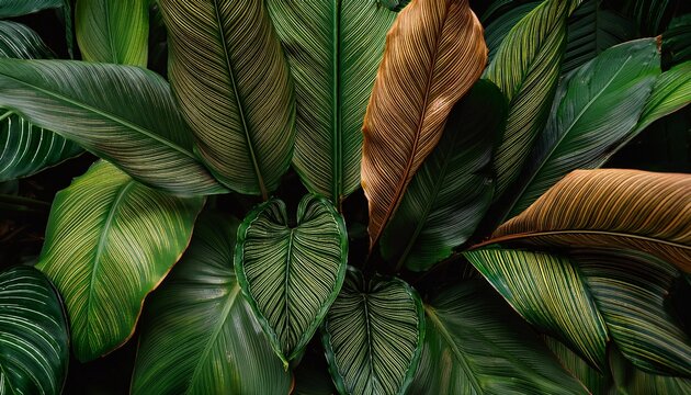 lush tropical foliage close up composition of vibrant green and brown leaves tropical plants jungle plants tropical plants foliage photography