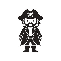 Charming illustration of a cheerful pirate captain character ready for adventure on the high seas
