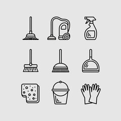 Comprehensive Set of Household Cleaning Tools and Supplies for Effective Home Sanitation