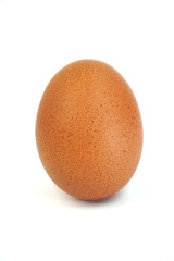 one whole brown chicken egg, isolated on white background, vertical position