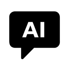 Black speech bubble with letters AI representing artificial intelligence  