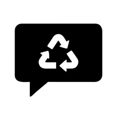 Recycling symbol in speech bubble design on black background  