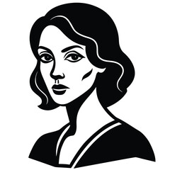 woman looking sideways icon on white background