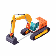 Fototapeta premium Excavator isolated – vector illustration of construction machinery