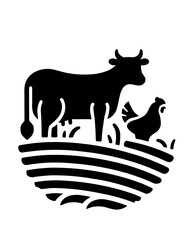 vector illustration of a cartoon cow animal, vector, mammal, bull, animals, chicken, deer, milk, beef, nature, illustration, cow, silhouette, icon, design, black, horse, lamb, wild, cartoon, sheep,