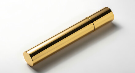 Fototapeta premium Polished gold mascara tube on a white background cosmetic makeup