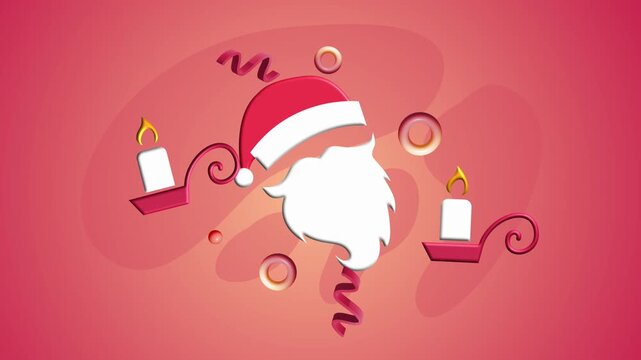 Santa hat floating with candles and festive ribbons