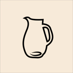 Water jar black and white clipart 