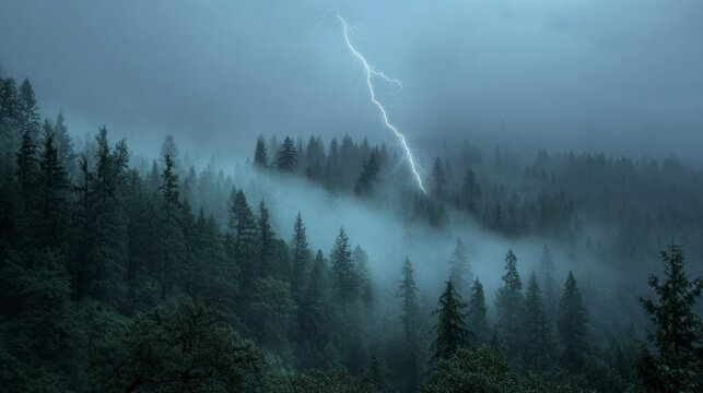 Stormy forest landscape - Powered by Adobe