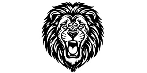 Roaring Lion Head Tribal Pattern Silhouette Vector Icon