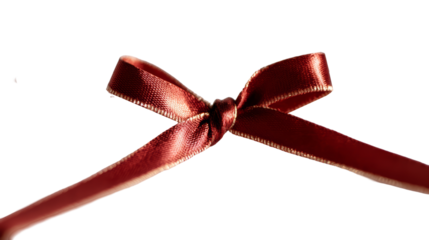 Elegant red satin ribbon bow isolated on a transparent background, perfect for gift wrapping, decoration, or crafting projects with copy space. transparent background, isolated image