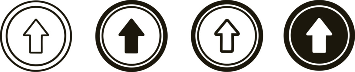 Four oval arrows pointing upward in outline and solid forms