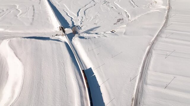 Eastern Express (Dogu Ekspresi) in the Winter Season Drone Video, Ankara to Kars Express, Kars Turkey (Turkiye)