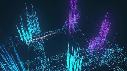 Futuristic glowing digital city abstract network data flow background concept - Powered by Adobe