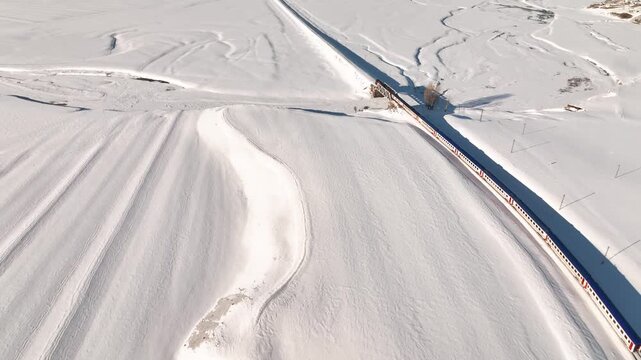 Eastern Express (Dogu Ekspresi) in the Winter Season Drone Video, Ankara to Kars Express, Kars Turkey (Turkiye)