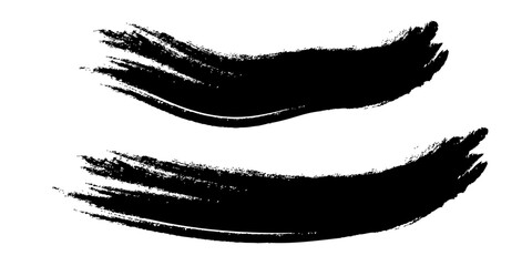 black brush strokes on a white background creating an abstract and textured visual element Minimal Art for Design.	