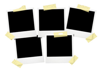 Collage of instant photo frames isolated on transparent background