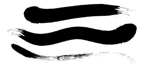 Fototapeta premium black brush strokes on a white background creating an abstract and textured visual element Minimal Art for Design. 