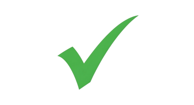 A vibrant green checkmark symbol isolated on a stark black background representing success completion and agreement with clarity