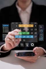 Businessman working on agenda event appointment reminder schedule calendar management productivity planning strategy business concept