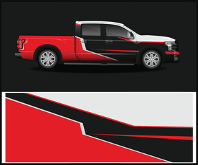 Naklejka premium Modern red and black vehicle wrap design for truck or car customization