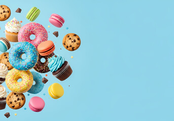 lying Donuts, Cupcakes, and Macarons Sweet Dessert