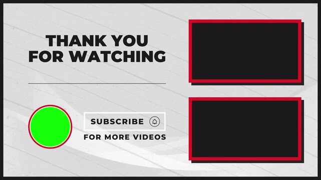 Sleek Red Black Thank You for Watching Dual Placeholders YouTube End Screen Outro Animation