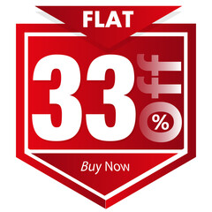 Flat 33 percent off vector sale badge. Modern discount offer banner, sticker, or icon template for website, app, and social media marketing. Isolated PNG element with transparent background.