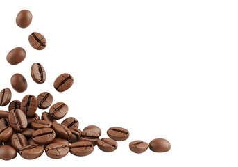 Naklejka premium coffee beans floating isolated on white background