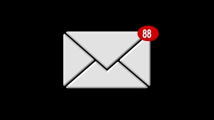 Digital message and mail notification icon featuring an envelope, alert counter, and online communication elements, symbolizing inbox updates, connection, and modern information exchange