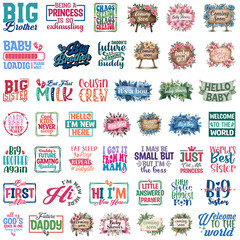 Baby Announcement And Sibling Bundle - Cute Pregnancy and Big Brother Sister Quotes