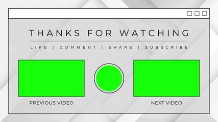 Minimalist Gray Green Placeholders Thanks for Watching YouTube End Screen Outro Animation