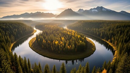 Grand Teton National Park - A Serene River Bend at Sunrise.