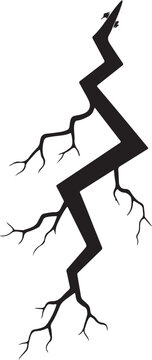 realistic lightning bolt with bright flare and electric spark on dark sky featuring thunderstorm