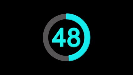 48 Percent number circle pie chart animation. A modern spinning percentage circle pie chart illustration showcasing growth, performance, and statistical analysis. Ideal for business, finance,