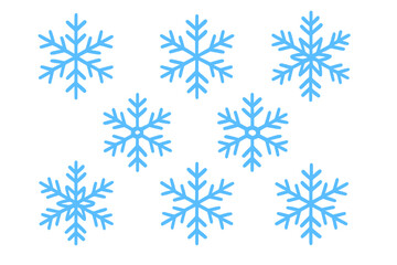 Blue stylized snowflakes seamless pattern on white background for winter and Christmas holidays