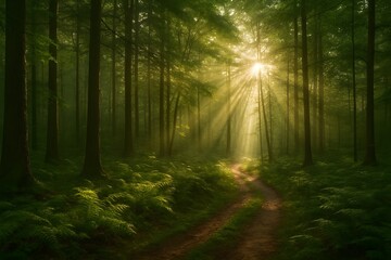 Obraz premium Mystic Green Forest Landscape
