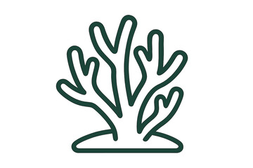 Obraz premium Simple outline of branching coral structure for marine life and underwater themes