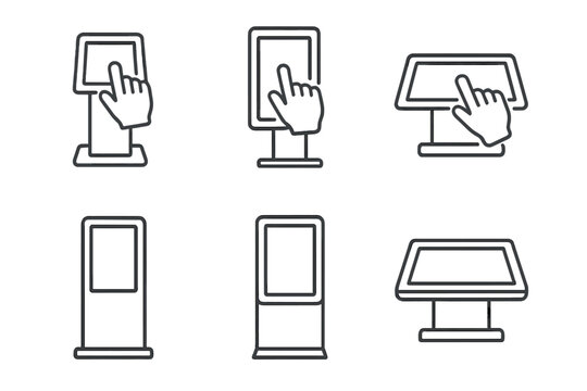 Interactive touchscreen kiosk and digital display icons for public information systems