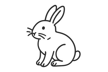 Obraz premium Minimalist black outline drawing of a cute sitting rabbit or bunny animal icon design