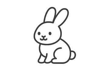 Obraz premium Simple minimalist outline drawing of a cute sitting bunny rabbit with long ears