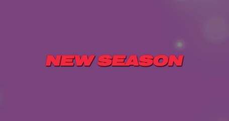 Single red letter appearing upper right, letters shifting and flipping to form NEW SEASON card