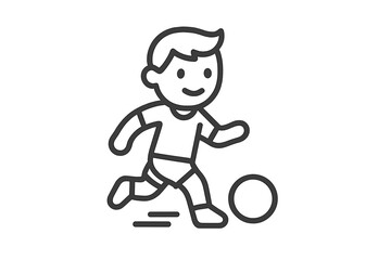 Smiling child running fast while dribbling a soccer ball during a sports game or practice session