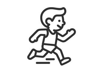 Smiling male athlete running fast in a race or during exercise, representing speed, fitness, and healthy lifestyle