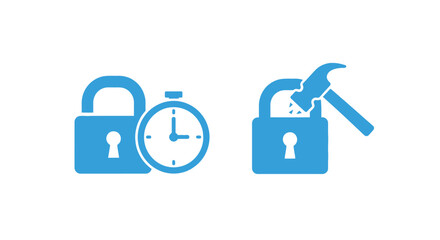 Vector illustration of time is running out to unlock the padlock, isolated on