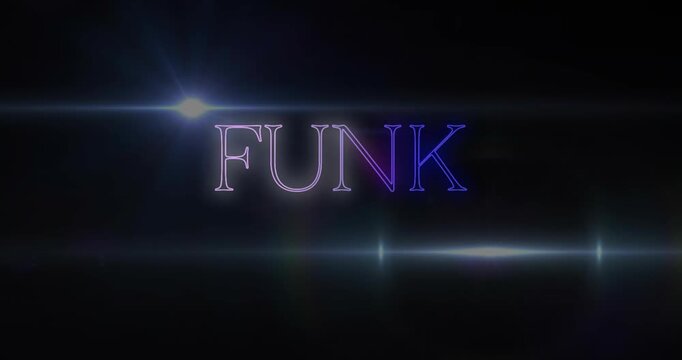 Black frame fading out, centered neon FUNK fading in, streaks sliding and pulsing for title reveal