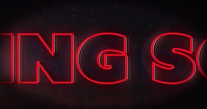 Camera panning right and pulling back, 3D COMING SOON text revealing, announcing upcoming release