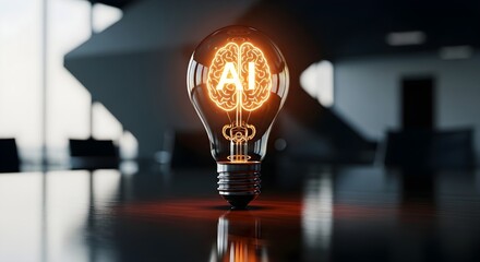 Illuminating the Future A Lightbulb Brain Depicting Artificial Intelligence Concept
