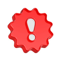 alert attention symbol icon 3d rendering red color